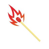 Lit Match Cartoon Flat Illustration. Clean Icon Design Element on Isolated White Background vector