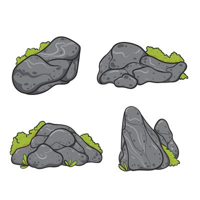 Set of various stones with natural shapes and textures, perfect for nature, zen, landscape, and design use.