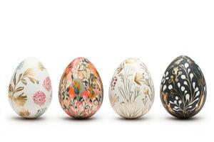 Easter eggs with folk motif isolated on white background showcasing colorful designs and intricate patterns isolated on white background photo