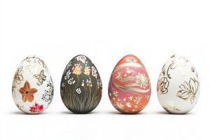 Spring Easter eggs with folk motifs isolated on white background photo