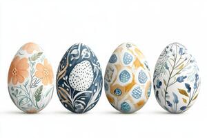 Easter eggs with folk motifs, isolated on white background featuring folk patterns and seasonal charm photo