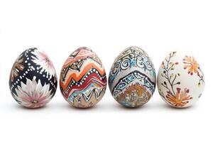 Easter eggs with traditional folk motif isolated on white background featuring intricate patterns and vibrant colors isolated on white background photo