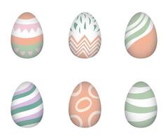 Easter egg set with pastel decorative patterns, isolated on white background vector