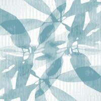 A blue and white abstract pattern with leaves vector