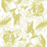 A seamless pattern with leaves in yellow and white vector