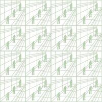 A pattern of people walking on a green background vector