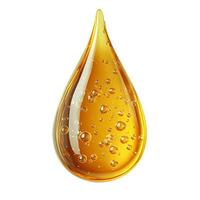 Drop of yellow oil swatch texture in petri dish macro with bubbles, cosmetics for face and body, science, laboratory isolated on white background. photo