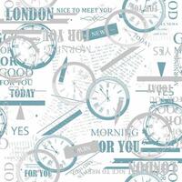 Seamless pattern with clocks and words vector