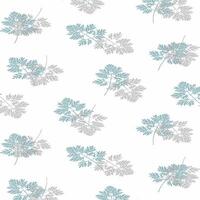 A pattern with blue leaves on white vector