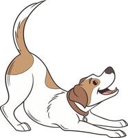 Dog in a playful pose, exuding happiness and energy with its body language vector