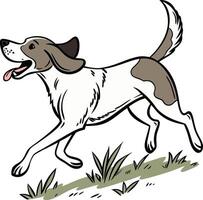 Dog running happily, tongue lolling out, enjoying a sunny day vector