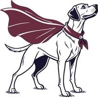 Do canine stands poised, adorned with a crimson cape vector