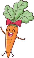 arrot with a cheerful expression, complete with a bright smile, bow, and waving arms vector