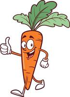 cartoon carrot character with a smiling expression giving a thumbs up vector