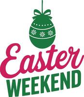 easter weekend logo with a green and red ornament vector
