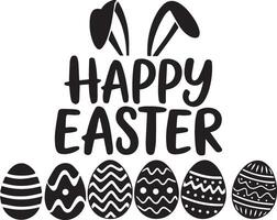 happy easter illustration with eggs vector