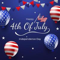 4th of july background design with 3d balloons vector