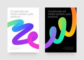Template with wavy gradient shapes for events, companies or business. Colorful squiggles gradient lines design for flyer, poster, cover or background. Set of illustrations. vector