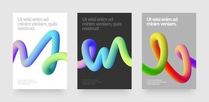 Template with wavy gradient shapes for companies, events or business. Colorful squiggles gradient lines design for flyer, poster, cover, banner or background. Set of illustrations. vector