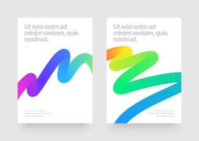 Template with wavy gradient shapes for events or business. Colorful squiggles gradient lines design for flyer, poster, cover, banner or background. Set of illustrations. vector