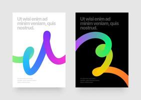 Template with wavy gradient shapes for events, companies or business. Colorful squiggles gradient lines design for poster, cover, banner or background. Set of illustrations. vector