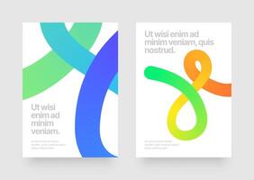 Colorful squiggles gradient lines design for flyer, poster, cover, banner or background. Template with wavy gradient shapes for events, companies or business. Set of illustrations. vector