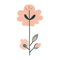 Abstract flower with leaves, cartoon, pink, simple, cute vector