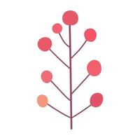 a pink tree with red berries on it vector