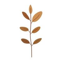 brown plant with leaves flat vector