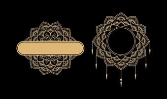 retro vintage graphic design elements for frame, labels, logo art symbols and ornamental on gold colour. vector