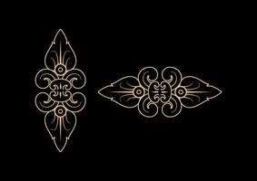 Set of retro vintage graphic design elements for frame, labels, logo art symbols and ornamental on black background. vector