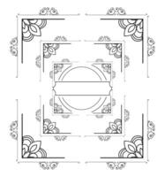 Abstract ornamental frame design on black colour vector
