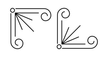 Set of retro vintage graphic design elements for frame, labels, logo symbols and ornamental corner on black colour. vector