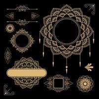 Set of retro vintage graphic design elements for frame, labels, logo symbols and ornamental. vector