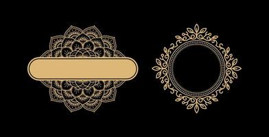 retro vintage graphic design elements for frame, labels, logo art symbols and ornamental on black background. vector