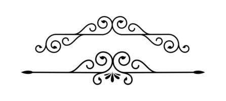Set of retro vintage graphic design elements for frame, labels, logo art symbols and ornamental border divider on black colour. vector