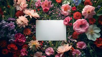 A white flowerpot displays a colorful array of flowers in the garden photo