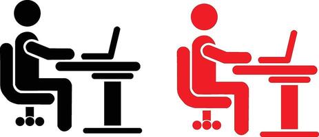 Working Desk icon set, Office worker icon isolated on white background vector