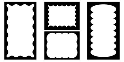 Hand drawn lace inner scalloped frames. Square, round and rectangle scalloped frames vector