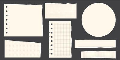 Paper scraps. Torn pieces of paper, with torn edges for notes, realistic torn pieces of blank note pages. illustration isolated vector