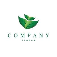 simple nature concept template illustration with green leaf logo for greening vector