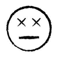 Sketched Black Dead Face Sad Expression in Simple Outline vector