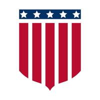 Patriotic Shield with Stars and Stripes in Red, White, and Blue vector