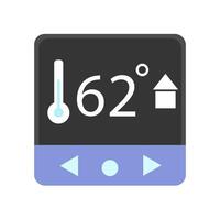 Digital thermostat with a temperature reading of 62 degrees. Relevant to describe modern home heating and cooling systems, smart home technology, and temperature control devices. vector