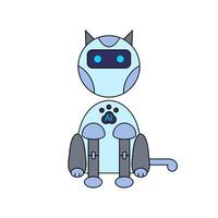 Cute and futuristic AI pet robot with a combination of cat and robot elements. relevant related to technology, robotics and pets vector