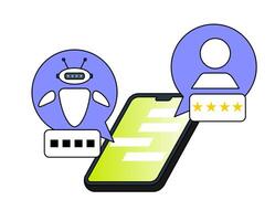 AI customer service interaction that highlights the concept of AI-assisted customer service and user feedback. vector