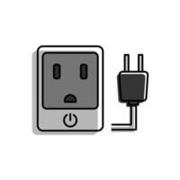 Sockets and plugs. Below the socket, there is a power button symbol. The plug, which is positioned to the right of the socket. is suitable for a variety of technological and educational purposes. vector