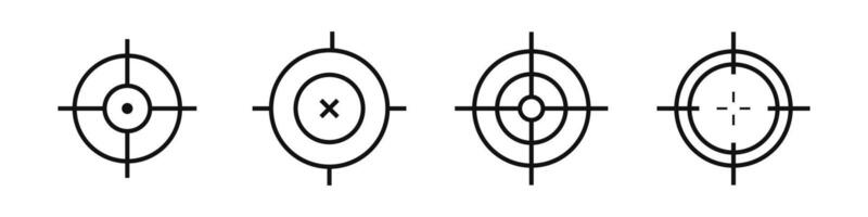 Target icon. Aim icon. Focus on aim set. Sniper target navigation for shooting. Editable width vector