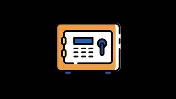 bank safe deposit box animation illustration design, safe box cartoon animation loop . key lock box animation video