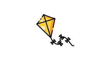 flat kite cartoon icon animation design, animated of kite isolated with transparency background. video